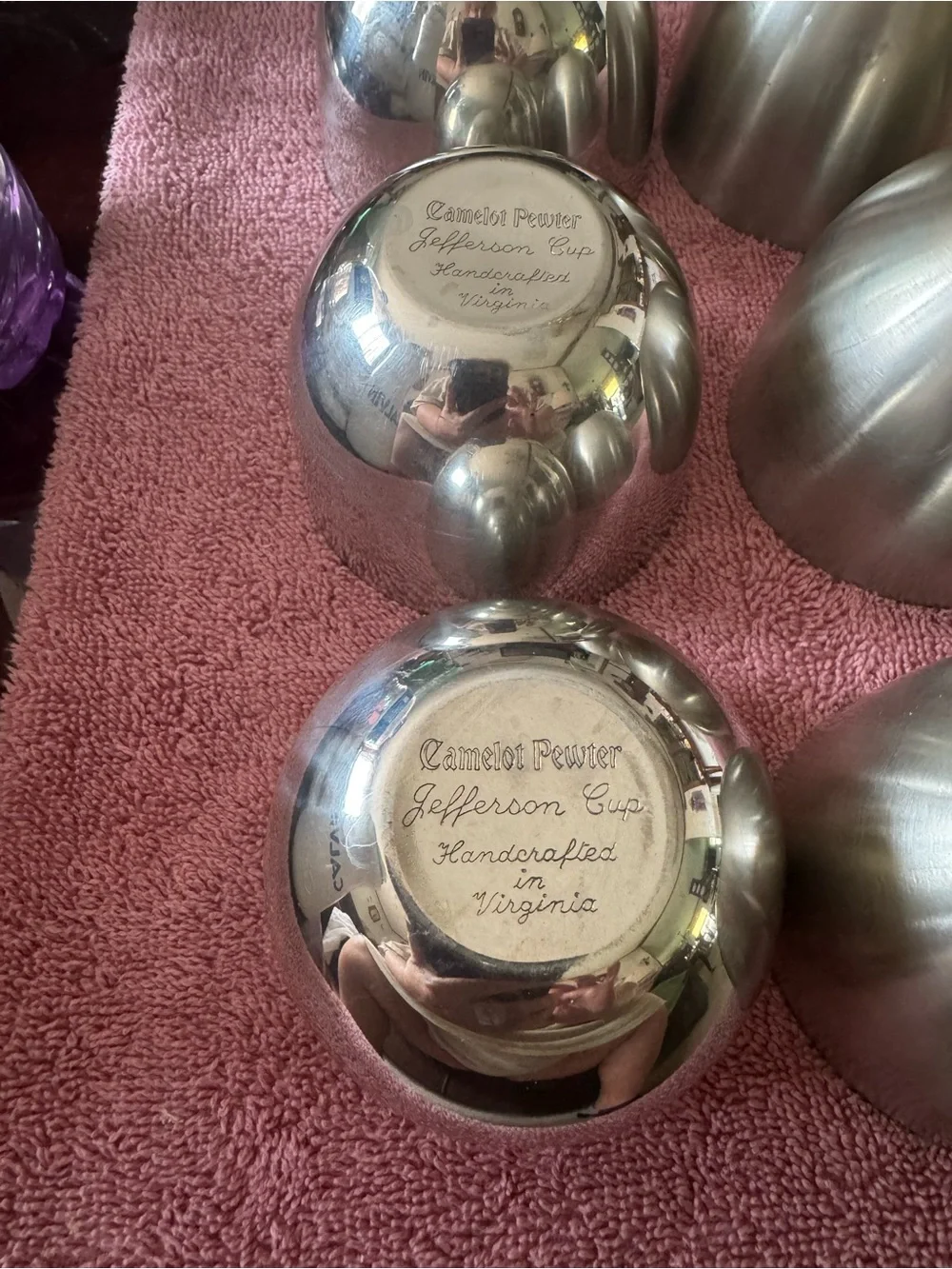 Set of 6 Jefferson Cup Handcrafted Metal Cups - pewter Finish